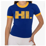 "HI!" Ringer Tee (Blue/Yellow)